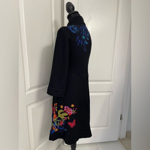 Johnny Was Black Floral Embroidered Coat - Picture 14 of 16